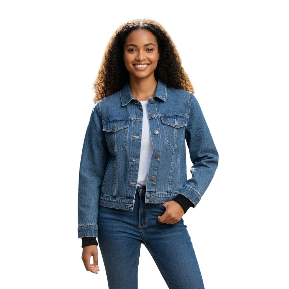 AO.LA Alice & Olivia Jean Jacket Women‎ Sz M Detachable Cuffs Sleeves Boho Denim